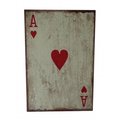 Cheungs Rattan Cheungs Rattan FP-3677D Ace of Hearts Wooden Wall decor - Distressed White; Brown; Red FP-3677D